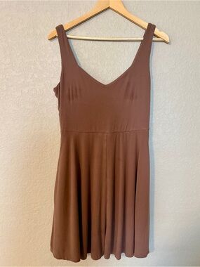 nine britton Brown V-Neck Sleeveless Skater Dress